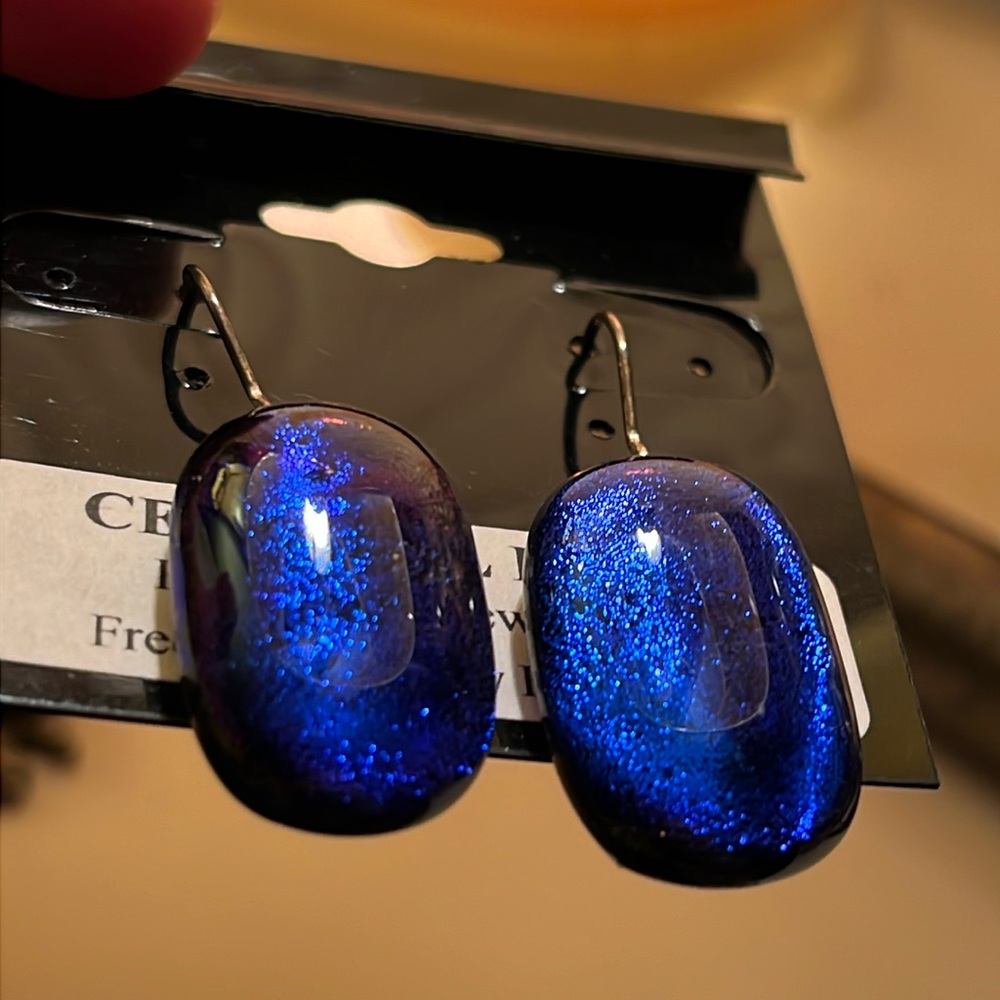 NWOT fused glass earrings